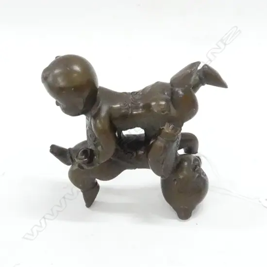 	PR ASIAN BRONZE FIGURES, INTERTWINED BOY & GIRL. H. 120mm
