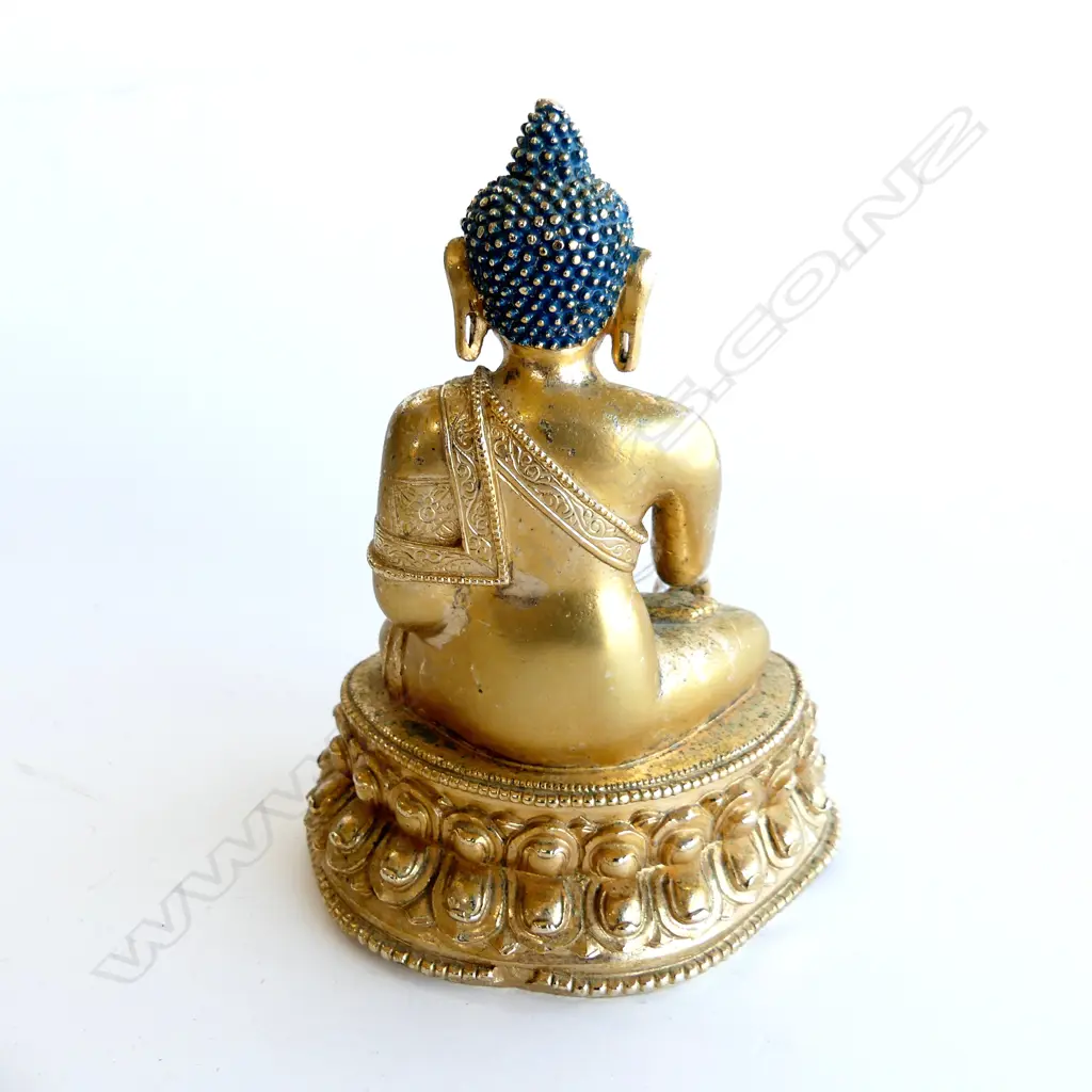 GILT BRONZE BUDDHA; EARTH TOUCHING POSE H.150mm Image 1++