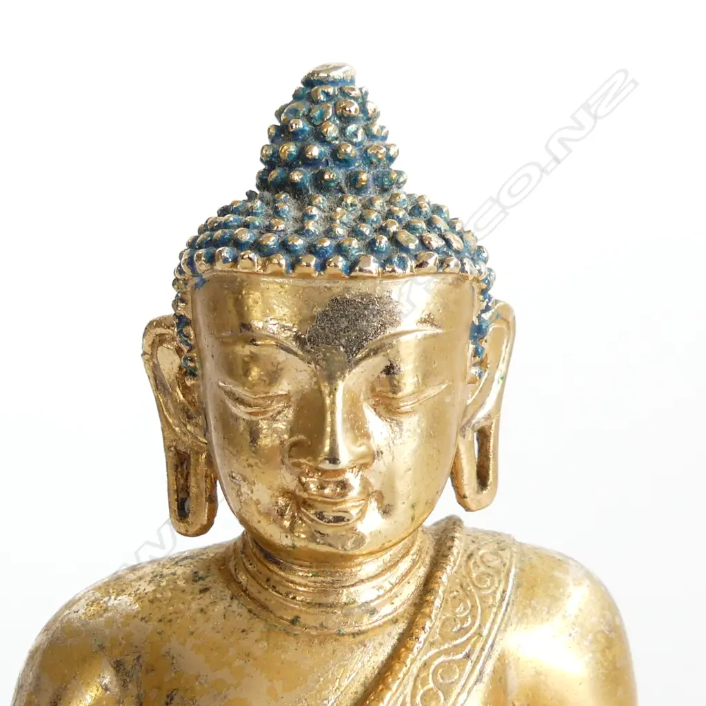 GILT BRONZE BUDDHA; EARTH TOUCHING POSE H.150mm Image 1++