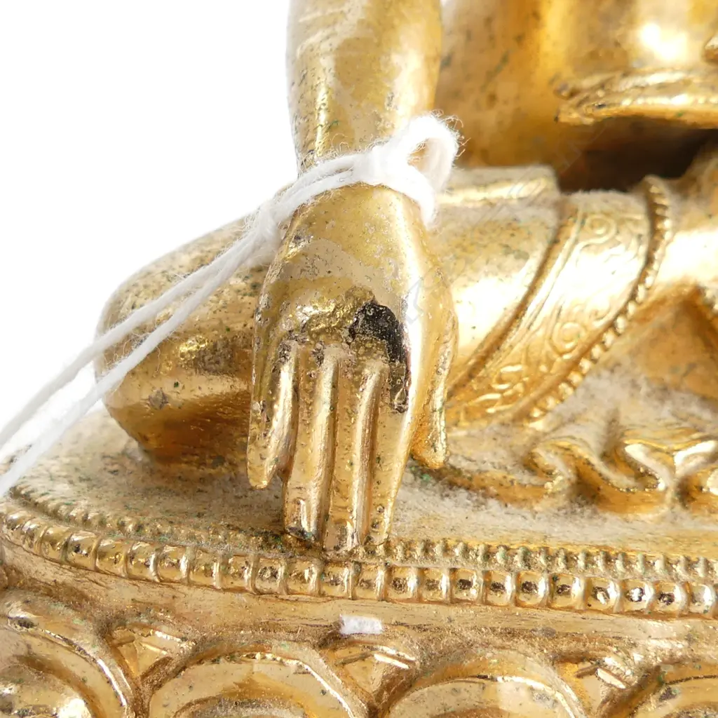 GILT BRONZE BUDDHA; EARTH TOUCHING POSE H.150mm Image 1++