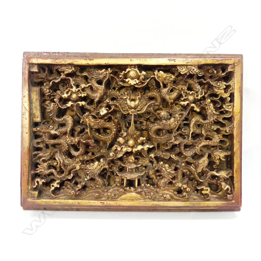 CHINESE GILDED RESIN DRAGON PLAQUE 255x370mm Image 1++