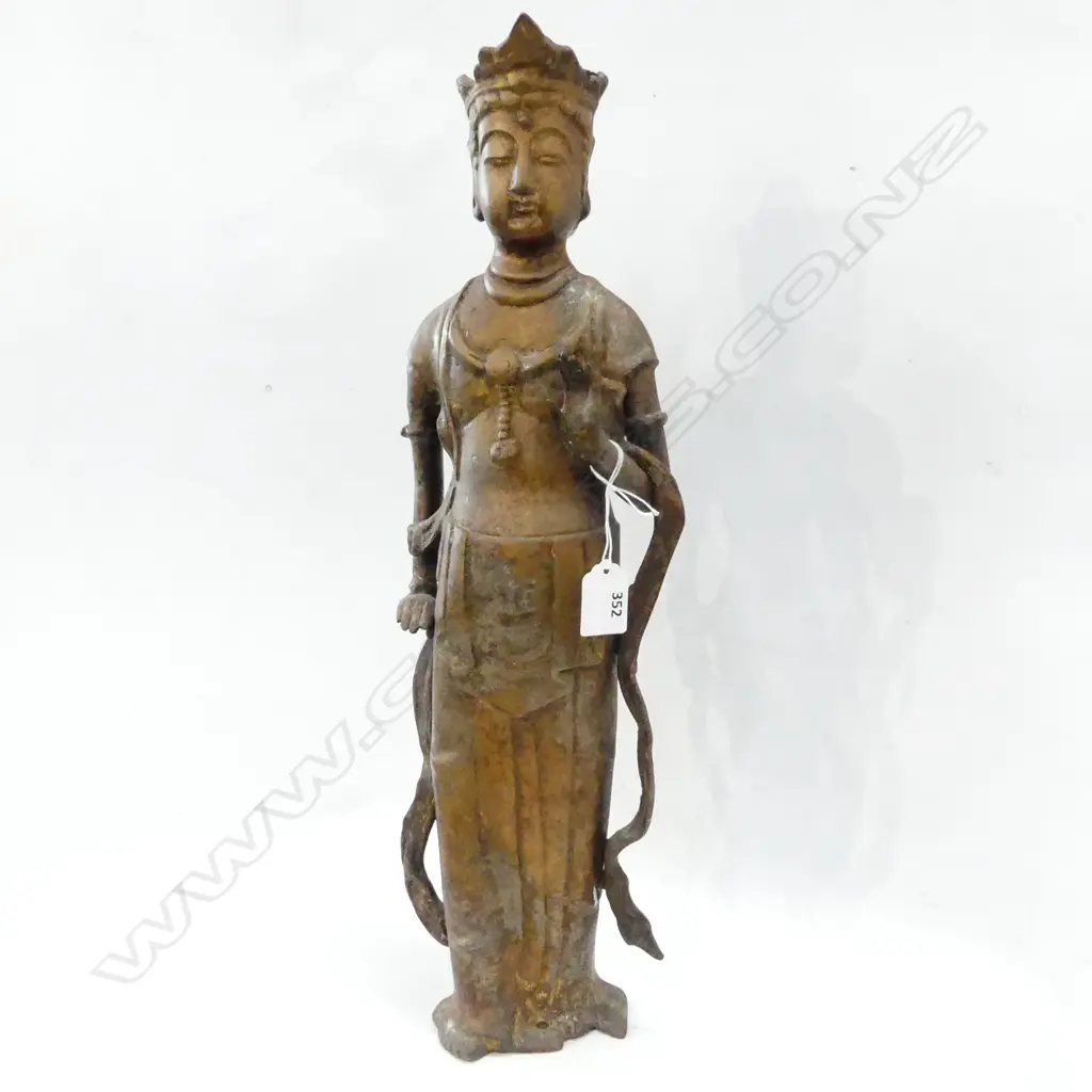OLD ORIENTAL GILDED BRONZE? STANDING BUDDHA TYPE FIGURE H.510mm Image 1++