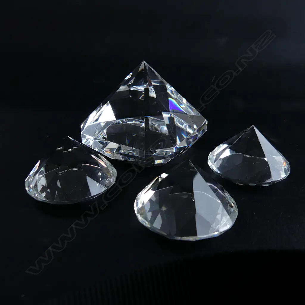 FOUR OVERSIZE GLASS DIAMONDS FROM JEWELLER'S SHOP DISPLAY Image 1++