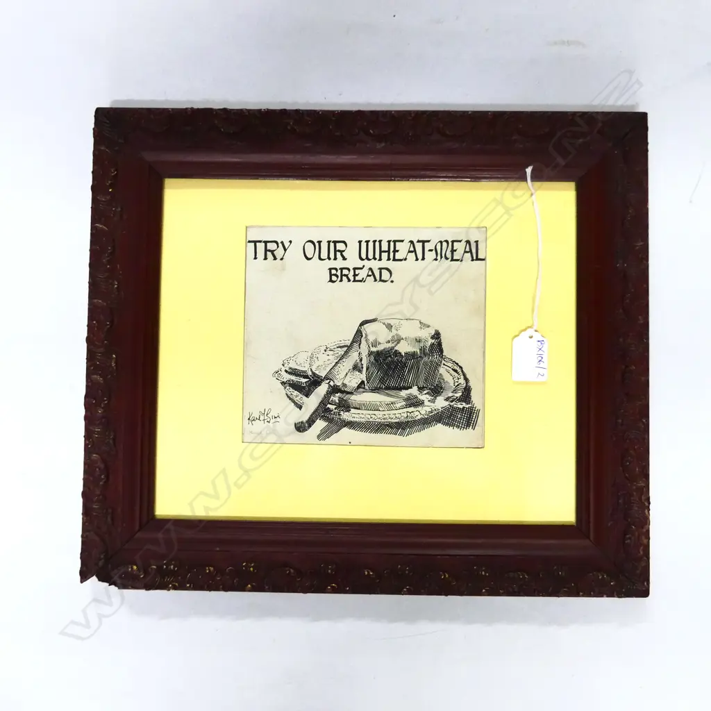 KARL SIM 'TRY OUR WHEAT-MEAL BREAD' INK ON CARD, 1941, 160x180mm Image 1++