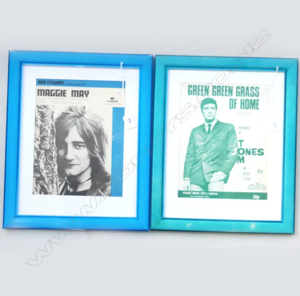 2 VINTAGE POP POSTERS; TOM JONES & ROD STEWARD 270x210mm Image 1++