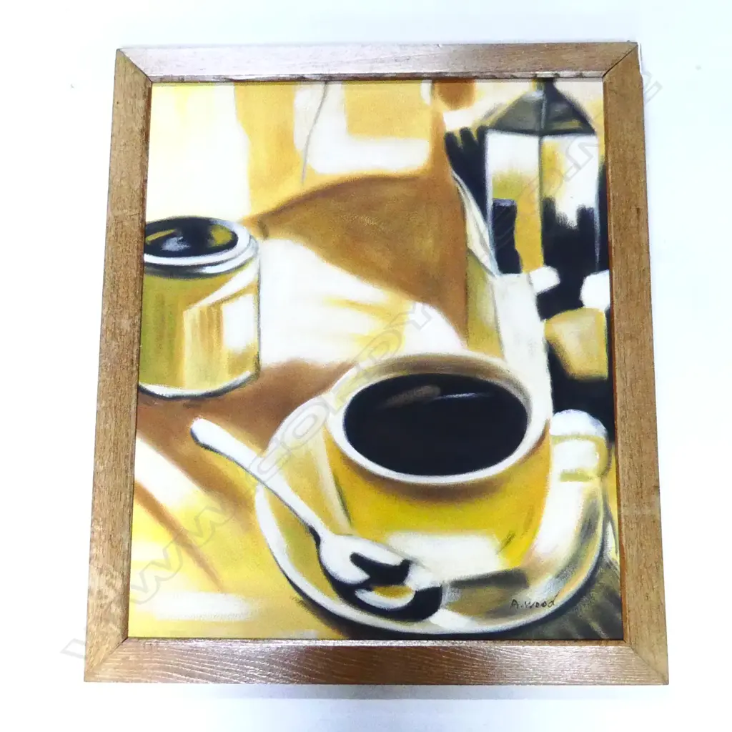 AGNES WOOD 'COFFEE (STILL LIFE) ACRYLIC ON BOARD 600x500mm Image 1++