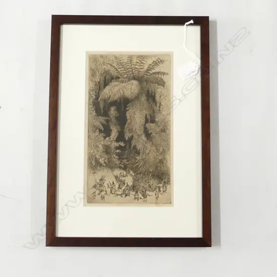 TREVOR LLOYD ETCHING, PIXIES IN BUSH, 260x150mm