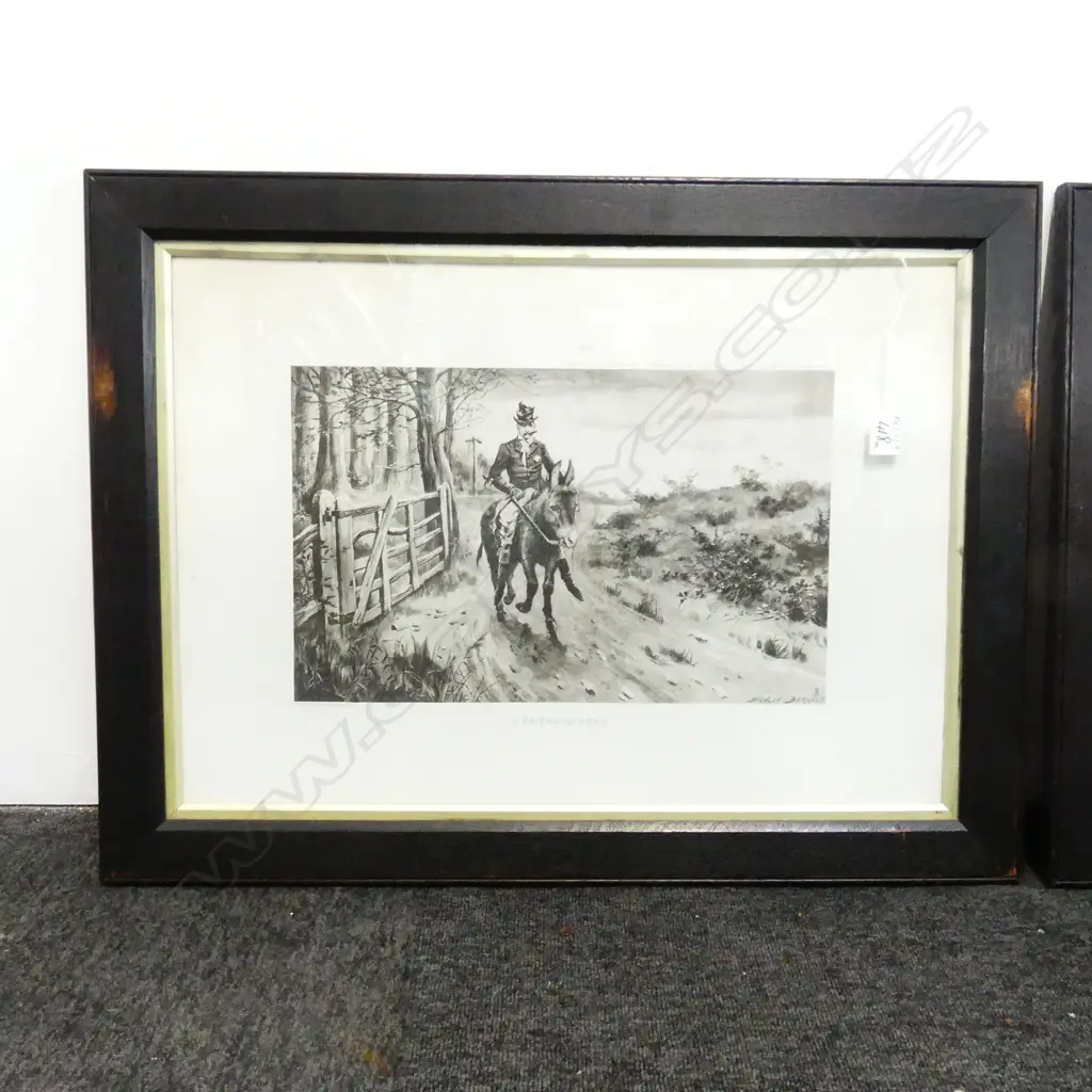 PR ANTIQUE STANLEY BERKELEY EQUESTRIAN THEME LITHOGRAPHS; THE DESERTER & A FRIEND IN NEED 545x725mm overall Image 1++