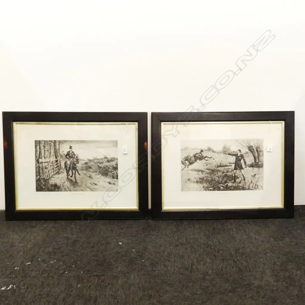 PR ANTIQUE STANLEY BERKELEY EQUESTRIAN THEME LITHOGRAPHS; THE DESERTER & A FRIEND IN NEED 545x725mm overall Image 1++