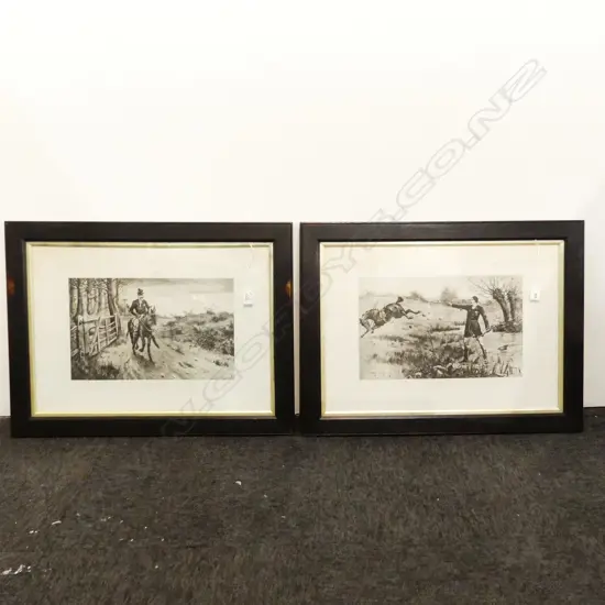 PR ANTIQUE STANLEY BERKELEY EQUESTRIAN THEME LITHOGRAPHS; THE DESERTER & A FRIEND IN NEED 545x725mm overall