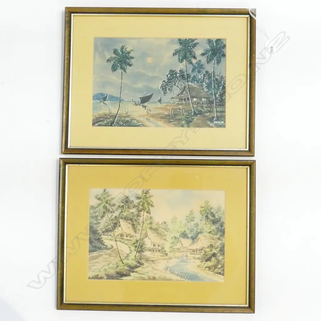 PR ACRYLICS DEPICTING STH EAST ASIAN VILLAGE LIFE 380MMX290MM Image 1++