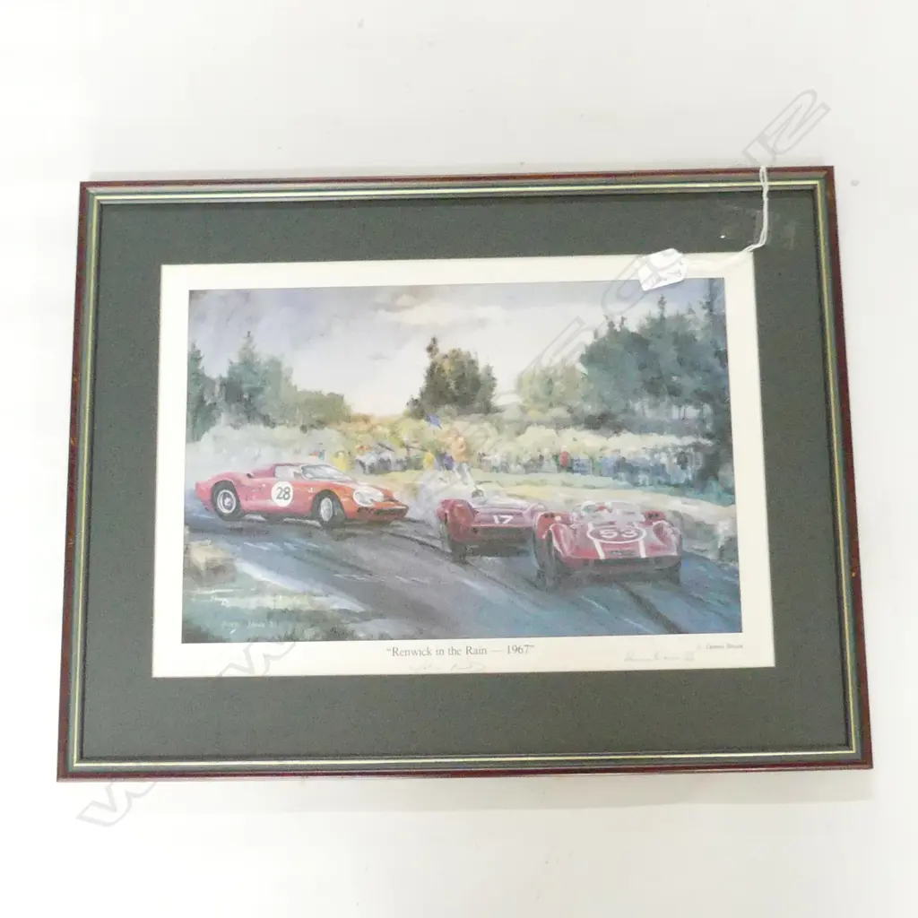 DENNIS BROWN PRINT 'RENWICK IN THE RAIN - 1967' 138/500 SIGNED BY ANDY BUCHANAN, JOHN RILEY & JEFF MARDON 290x415mm Image 1++