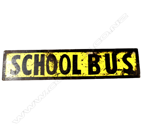 VINTAGE 'SCHOOL BUS' METAL SIGN 230 x 1020mm Image 1++