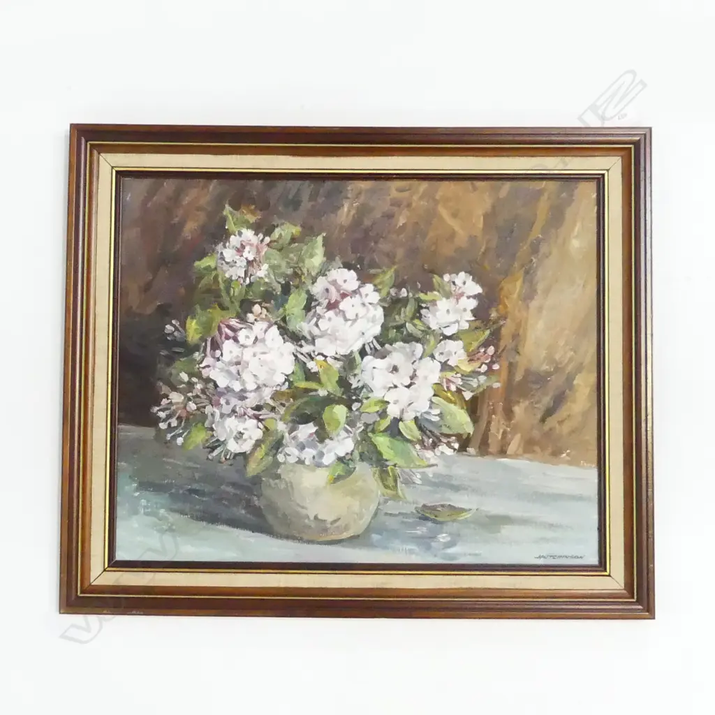 HUTCHINSON FLORAL SILL LIFE, OIL ON BOARD 460x580mm Image 1++