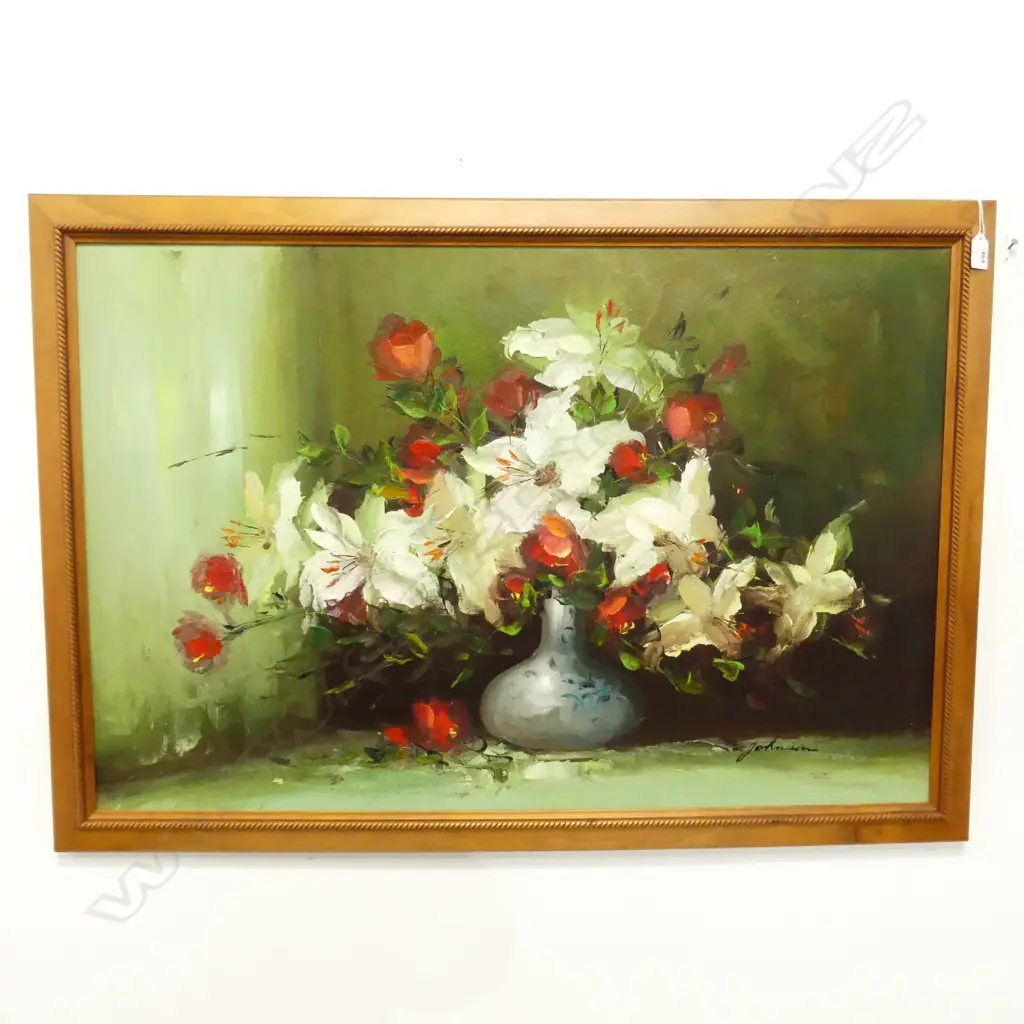 JOHNSON LG FLORAL STILL LIFE, OIL ON CANVAS 600x910mm Image 1++