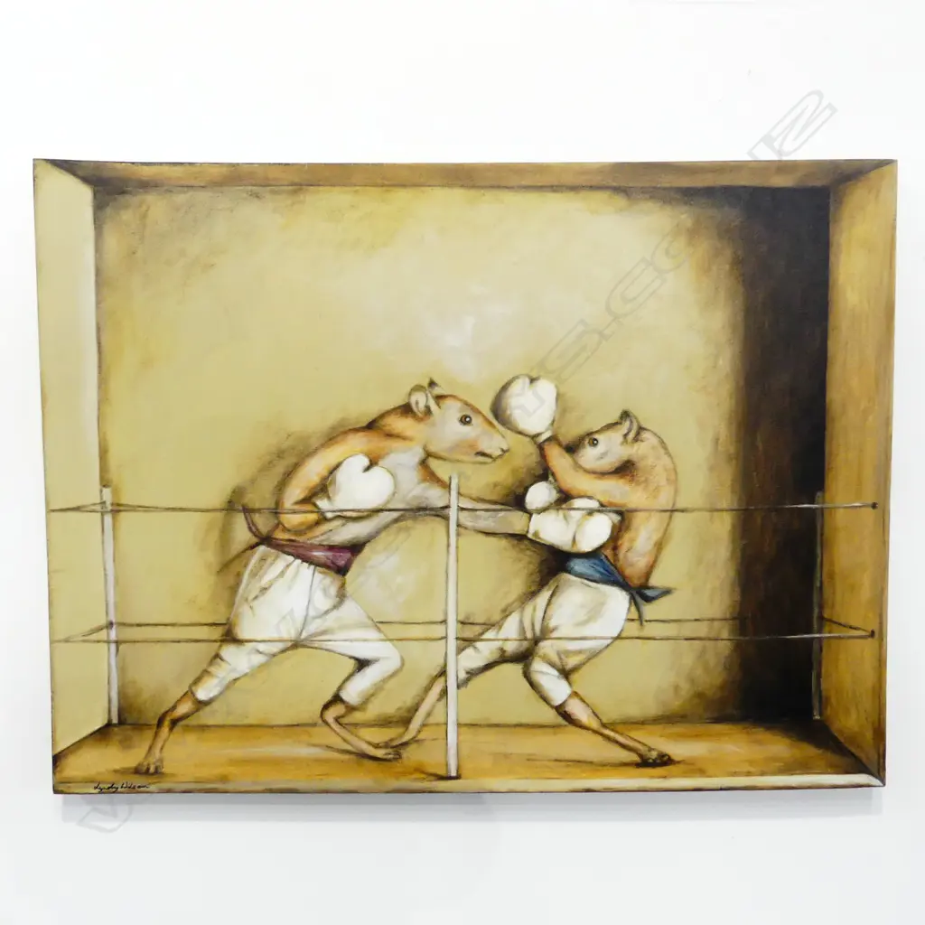 LYNDY WILSON 'LEFT HOOK' ACRYLIC ON CANVAS 2013 765x1020mm Image 1++