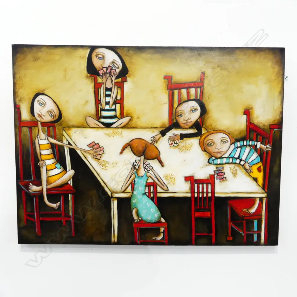 LYNDY WILSON 'FULL HOUSE' ACRYLIC ON CANVAS 2009 765x1020mm Image 1++
