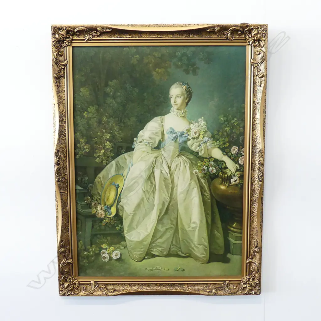 VINTAGE VICTORIAN PRINT OF ‘MADAME BERGERET’ BY FRANCOIS BOUCHER, 880mm x 675mm Image 1++