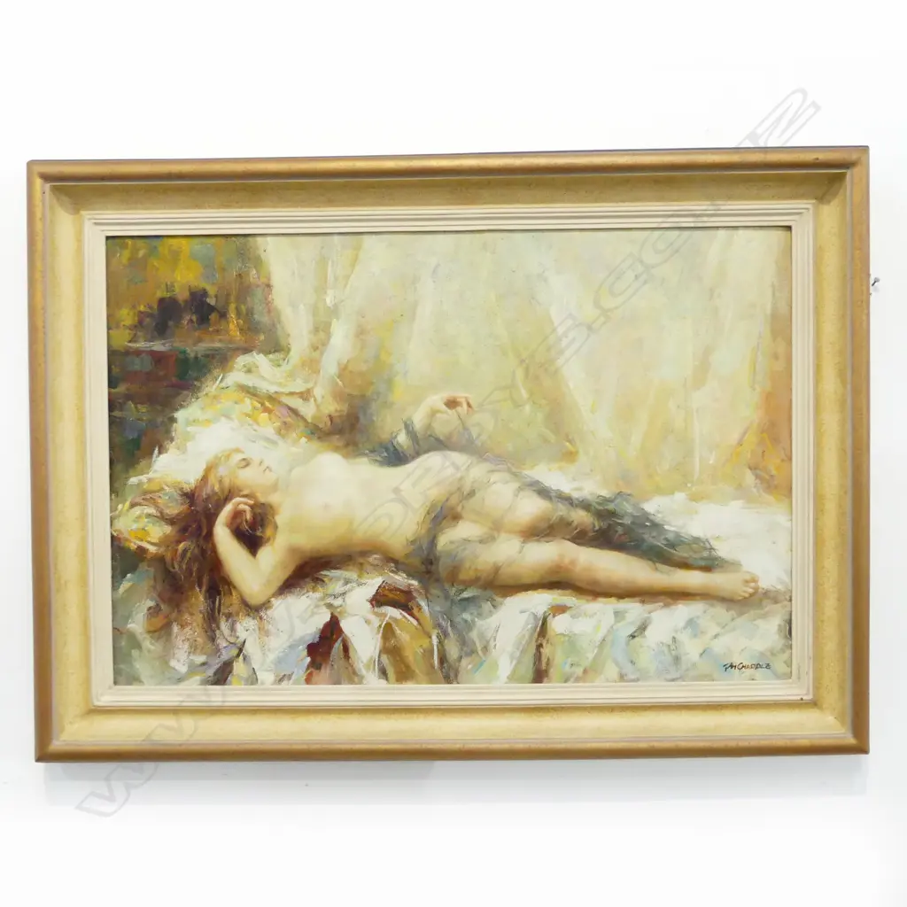 NUDE ARTWORK SIGNED CHAPPLE, OIL ON CANVAS, 595x900mm Image 1++
