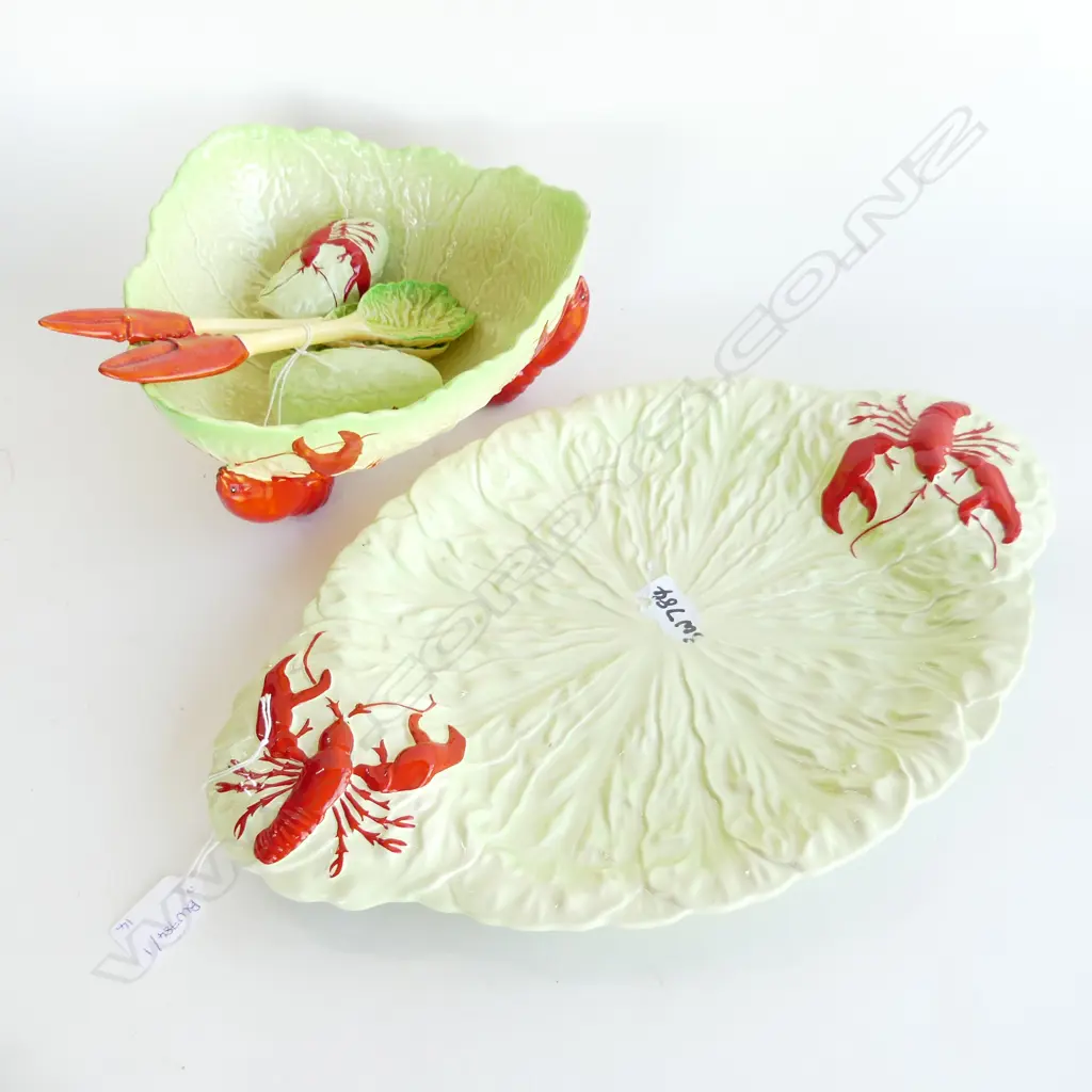 6 PCES CARLTONWARE LETTUCE & LOBSTER; SALAD BOWL, PR SERVERS, SALT & PEPPER, DISH 435x280mm Image 1++