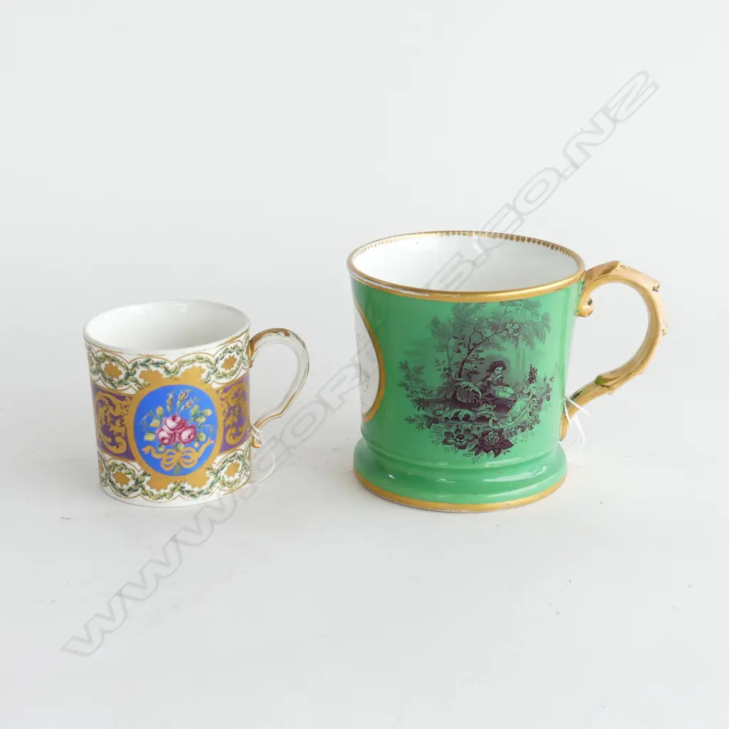 SEVRES SOFT PASTE COFFEE CAN C.1773 (H.68mm) & COALPORT BONE CHINA MUG, C.1845 (H. 94mm) Image 1++