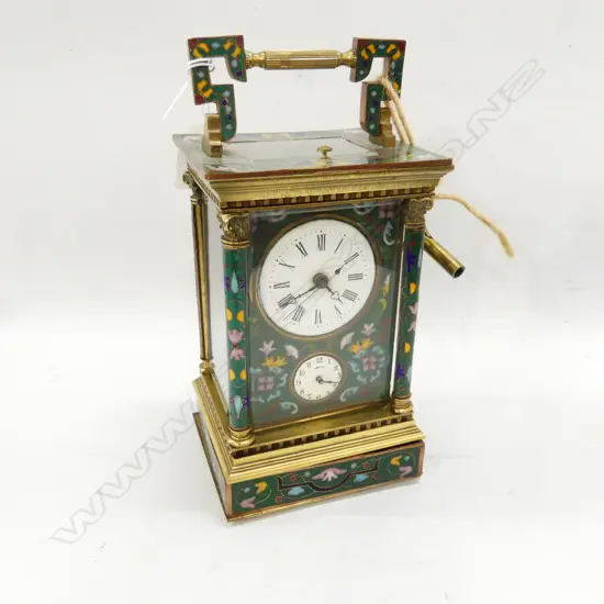 VINTAGE CLOISONNE CARRIAGE CLOCK - REPEATER