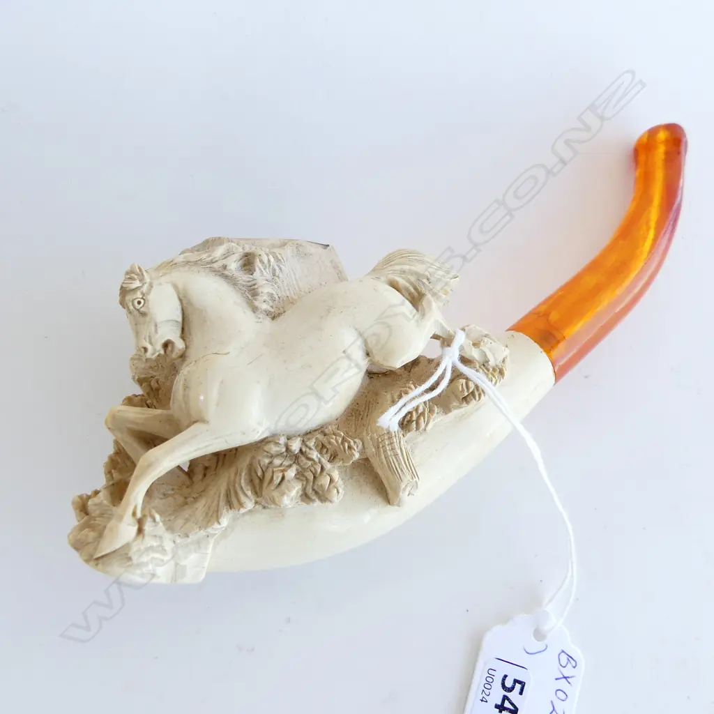 MEERSCHAUM LARGE CARVED HORSE PIPE L. 175MM Image 1++