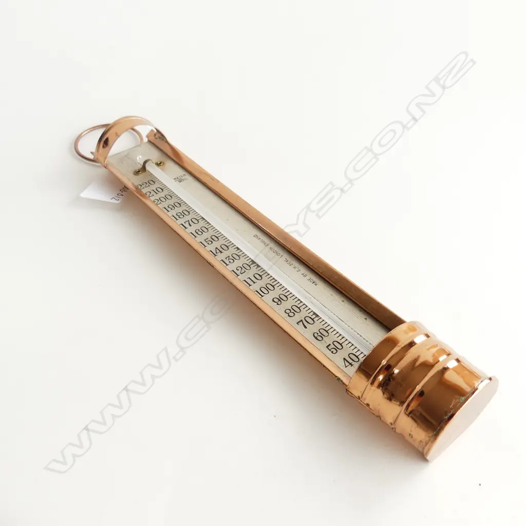 COPPER THERMOMETER FOR DIPPING IN LIQUID G.H. ZEAL ENGLAND L. 300MM  Image 1++