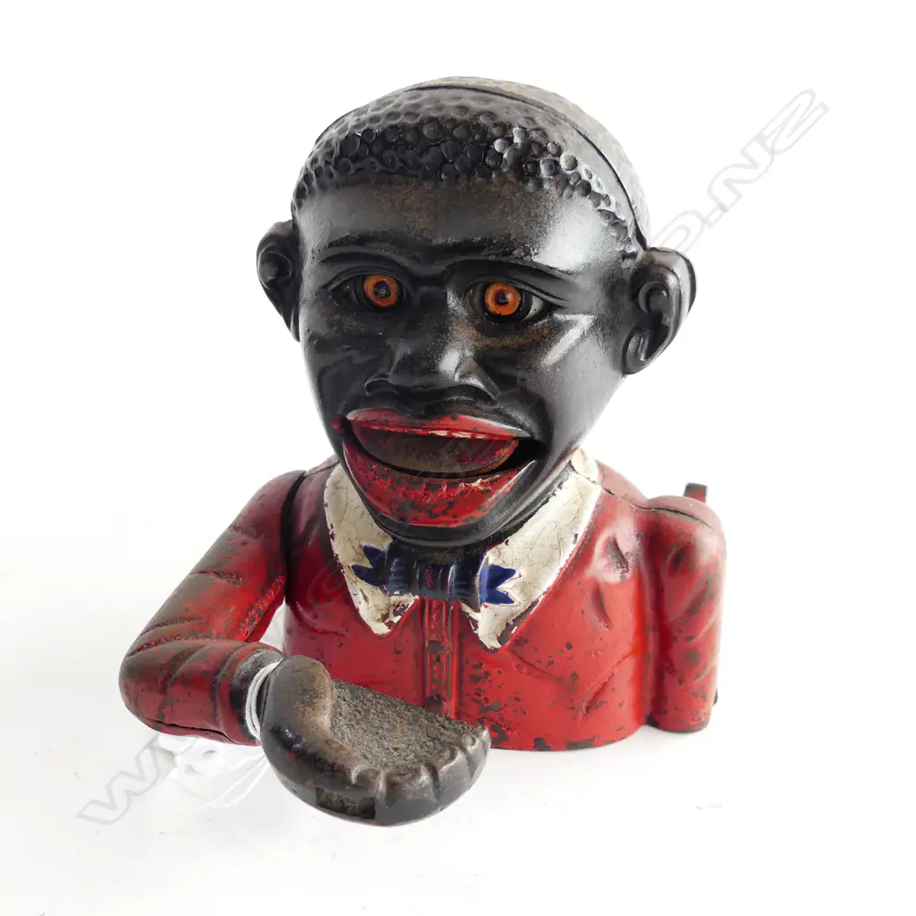 CAST IRON 'LITTE JOE BANK' WHITE COLLAR JOHN HARPER LTD. ENGLAND C.1920 H.130mm Image 1++