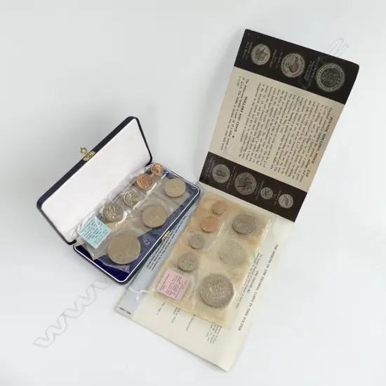 2 DECIMAL COIN SETS + 1969 NZ COOK COMMEMORATIVE COIN SET IN CASE