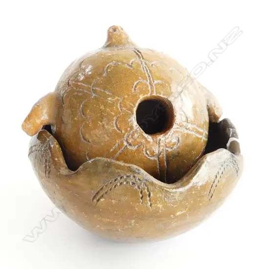 TWO LAPITA POTTERY VASES; TURTLE SHAPE (L. 130MM) & BOWL (DIA 130MM)