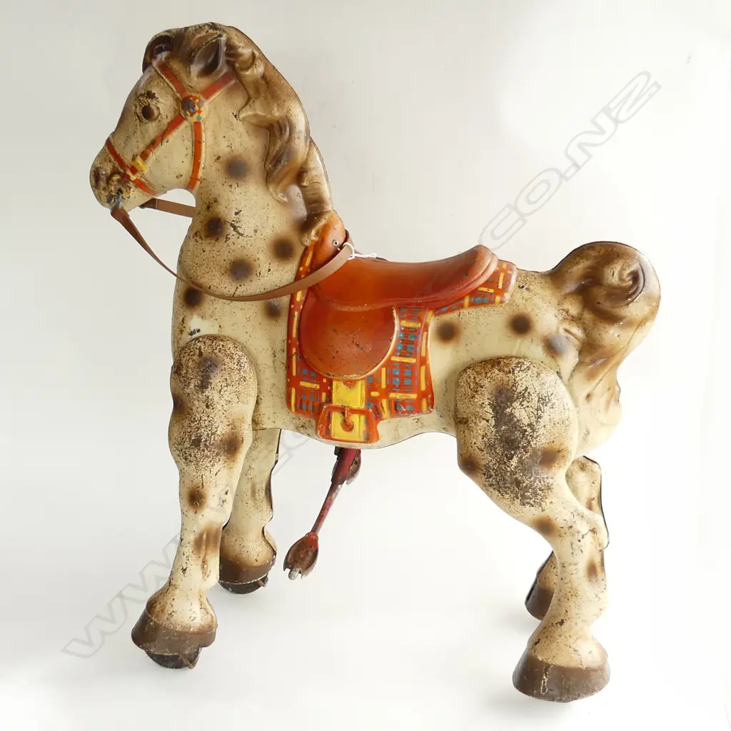 VINTAGE MOBO PAINTED METAL RIDE ON BRONCO HORSE H.760mm... Image 1++