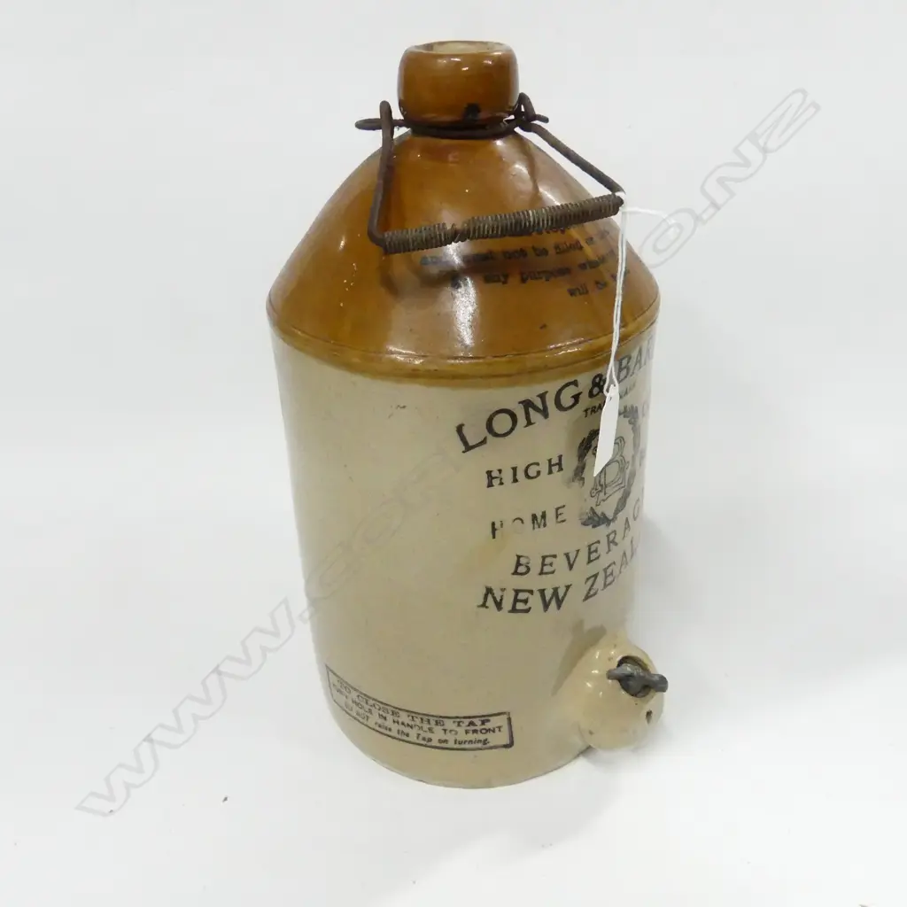 STONEWARE LARGE BOTTLE LONG & BARDEN NZ LABLE H350MM Image 1++