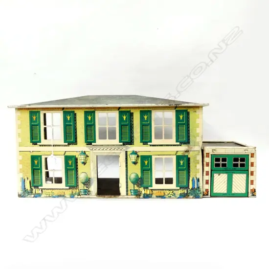 VINTAGE TIN DOLL HOUSE W.480mm + GARAGE