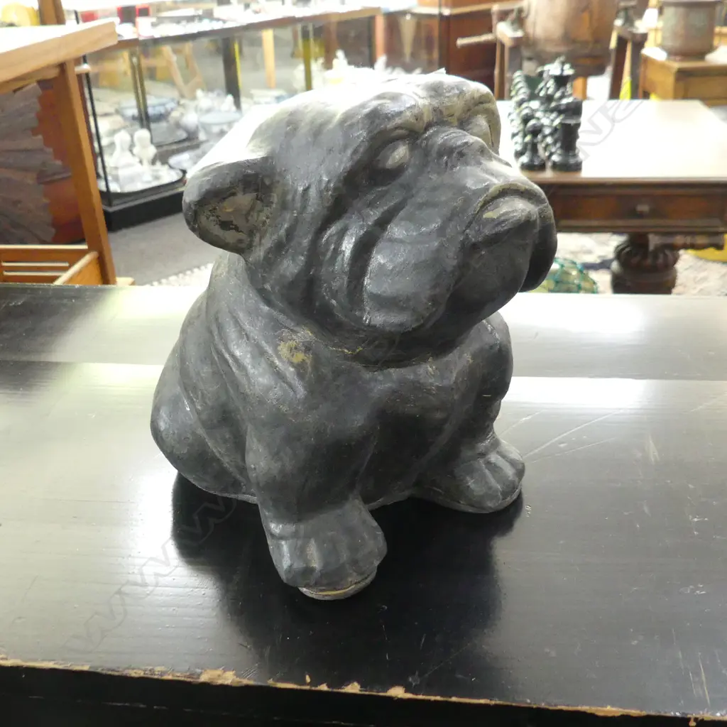 PAINTED CONCRETE CAST GARDEN BULLDOG  H.210mm Image 1++