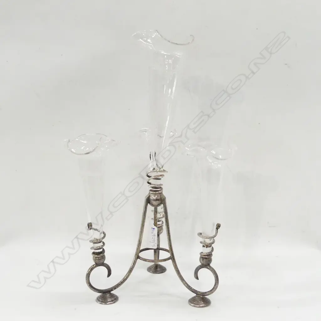 SILVER PLATE 4 VASE EPERGNE H.335mm Image 1++