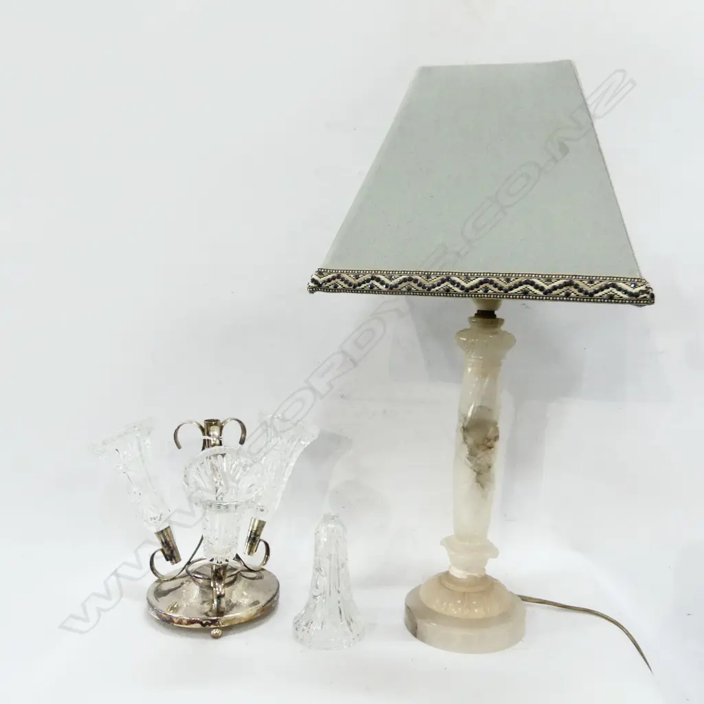 WHITE ONYX LAMP H.500mm + 4 VASE EP EPERGENE (AF) Image 1++