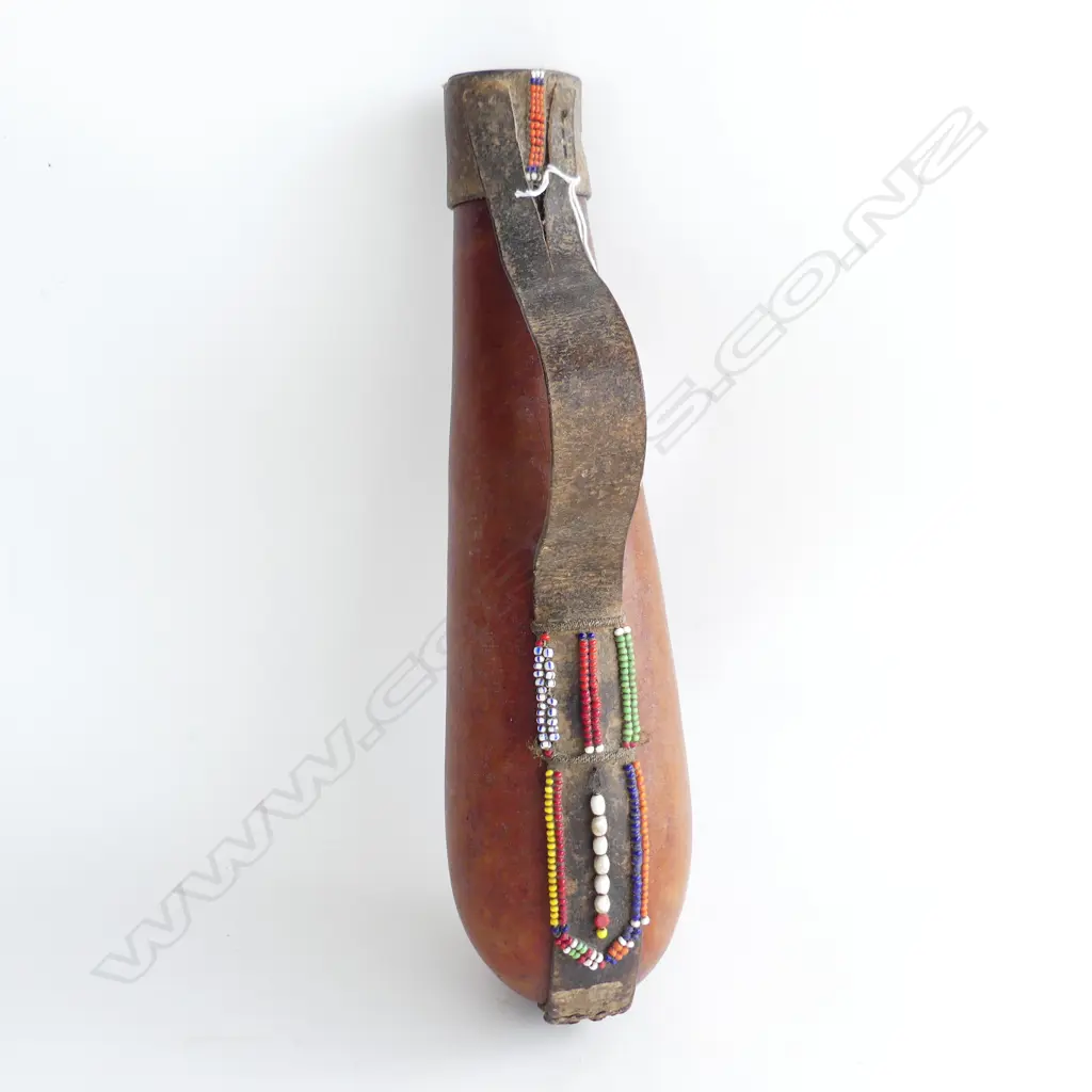 LEATHER GOURD WATER BOTTLE WITH BEADING L. 350MM Image 1++