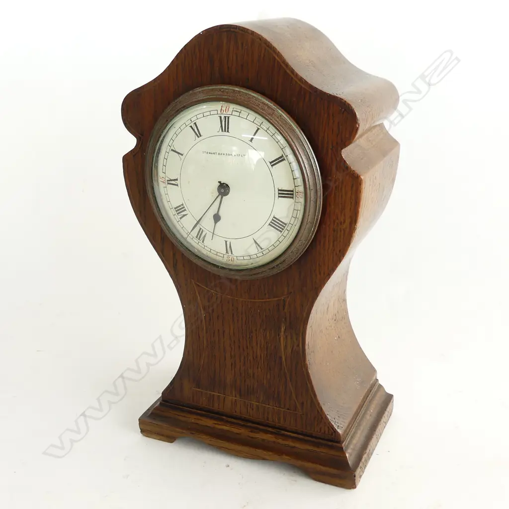 EDWARDIAN MANTLE CLOCK, WAISTED SHAPED, STEWART DAWSON & CO. H. 245MM Image 1++