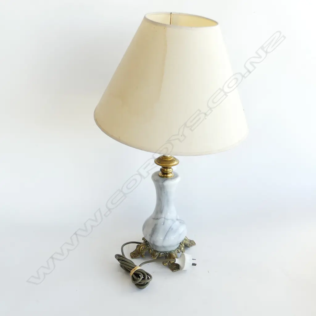 HEAVY GREY ONYX & BRASS LAMP H.600mm Image 1++