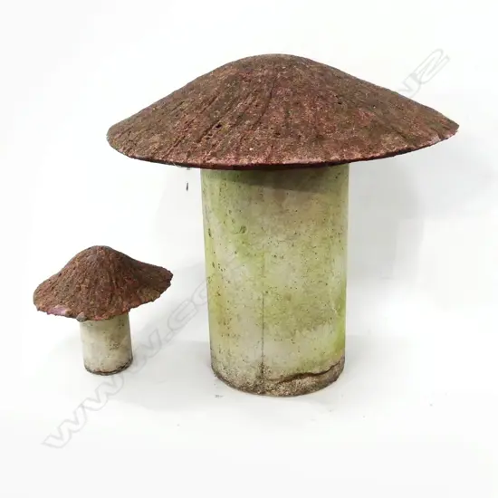 CONCRETE MUSHROOMS 350mm dia AF (small has chip to rim)
