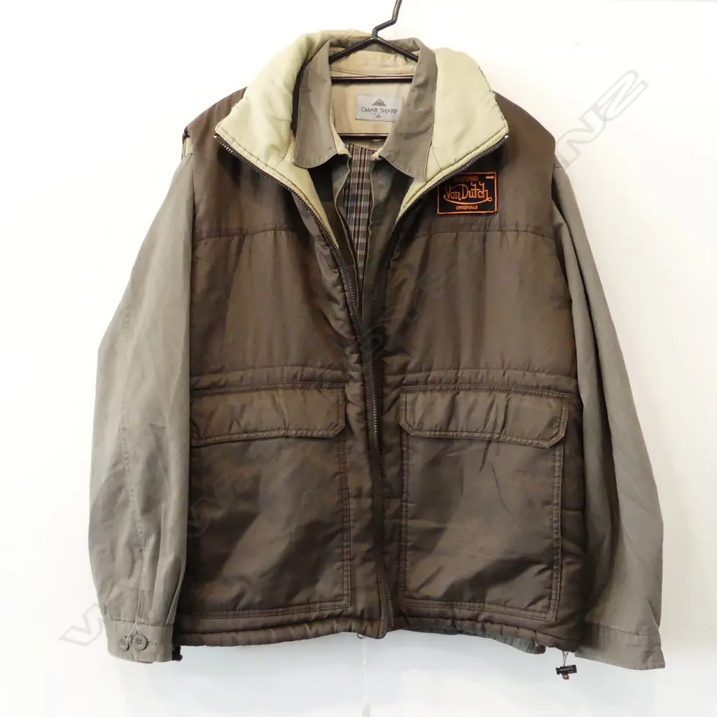 khaki OMAR SHARIF JACKET & VON DUTCH VEST L SIZE Image 1++