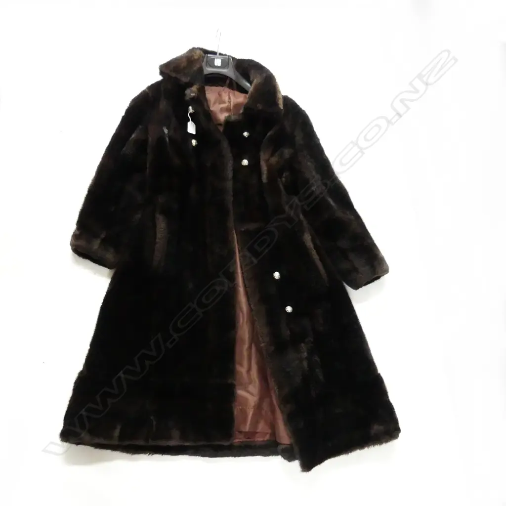DOUBLE BREASTED SIMULATED FRENCH FUR COAT WITH BRASS BUTTONS Image 1++