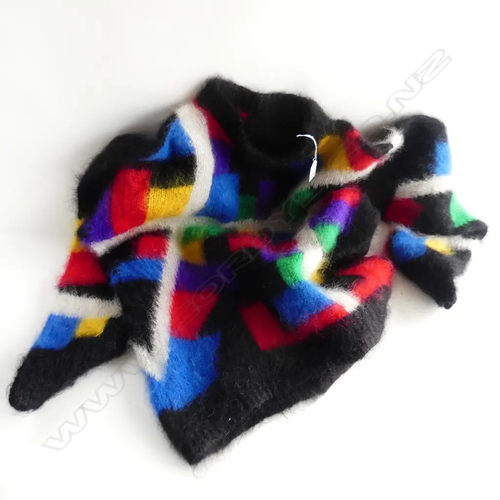 UNISEX RETRO HAND KNITTED GEOMETRIC MOHAIR SWEATER... Image 1++