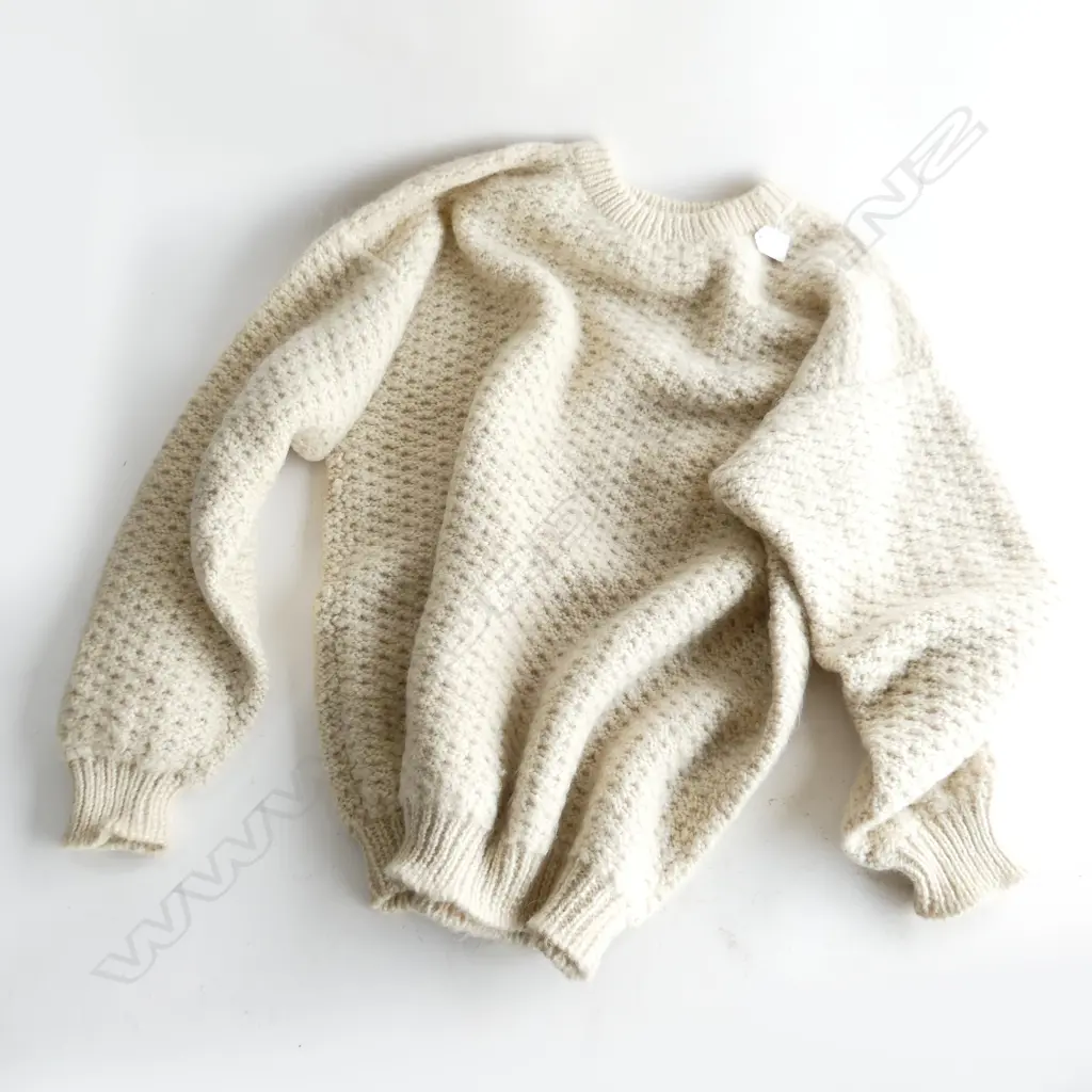 UNISEX CREAM WOOL CREW NECK SWEATER... Image 1++