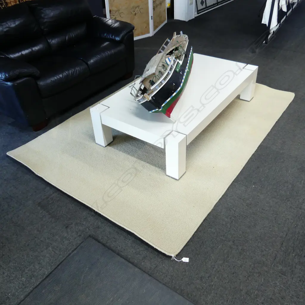 MACHINED BEIGE WOOL RUG 2200x1600mm Image 1++