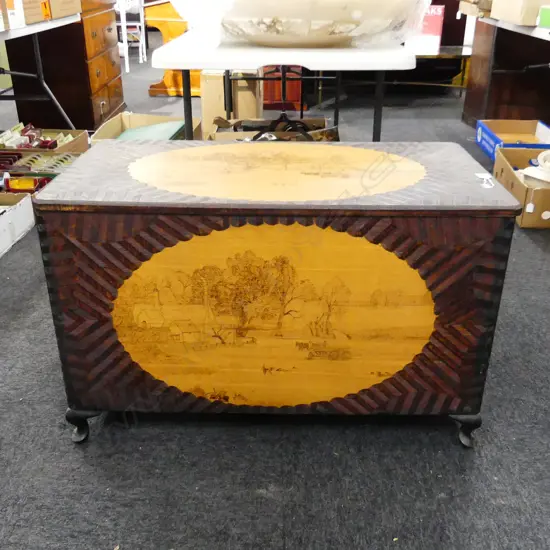 DECORATIVE NZ POKER WORKED TRUNK by A.E. Shortt Thames Coast....