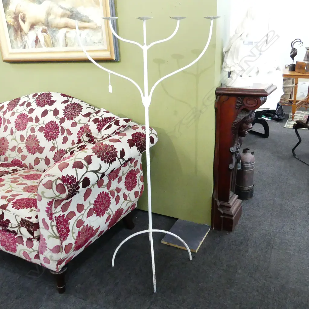 METAL 5 BRANCH FLOOR STANDING CANDLE STAND H1360 Image 1++