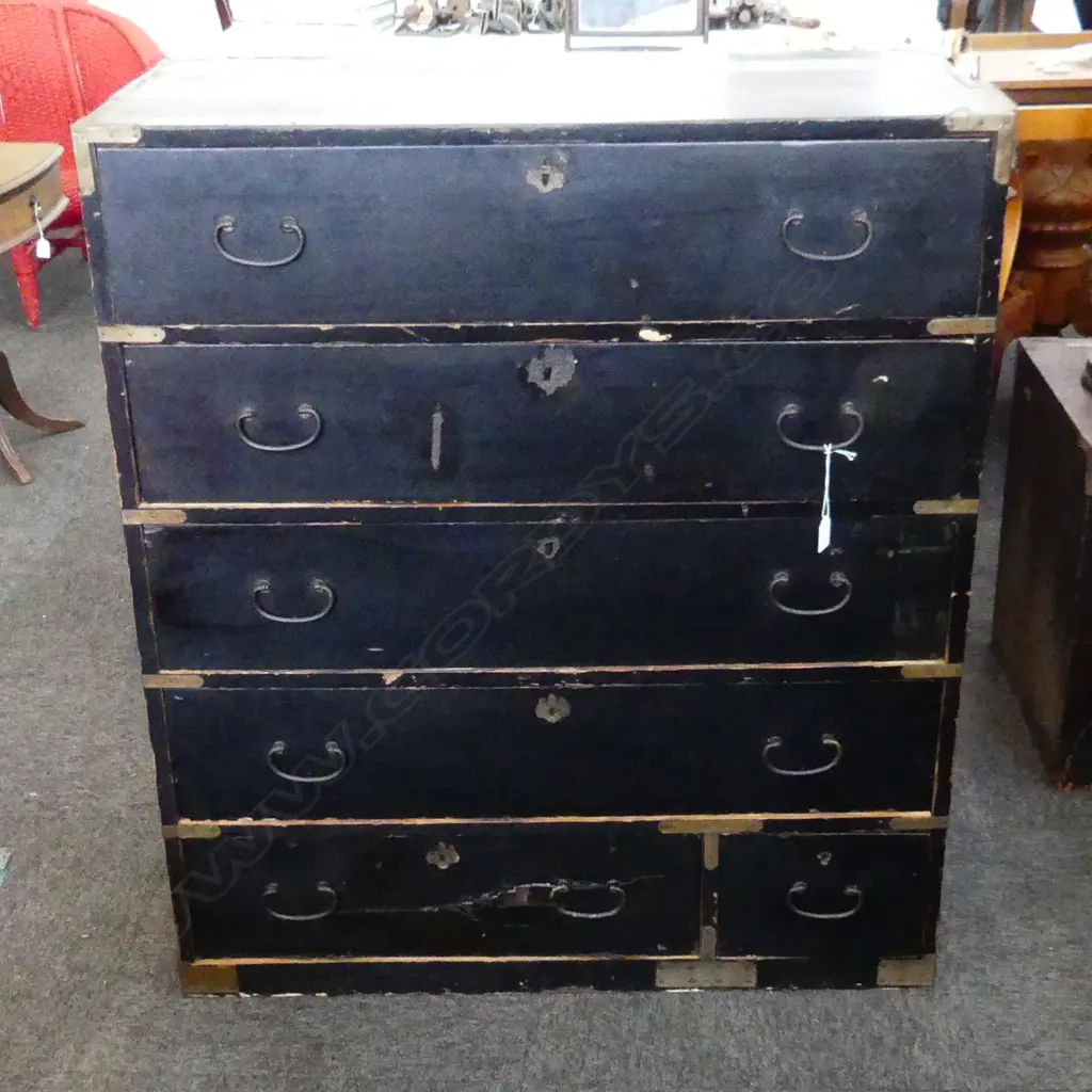  RUSTIC OLD LACQUERED CEDAR KIMONO CHEST A/F H110 W880 D44MM Image 1++