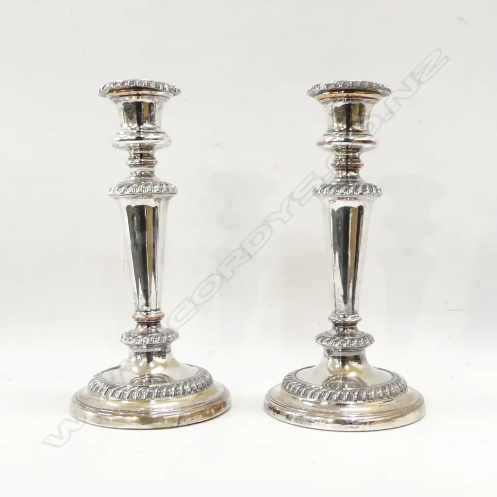 PR SHEFFIELD PLATE CANDLESTICKS H.220mm Image 1++